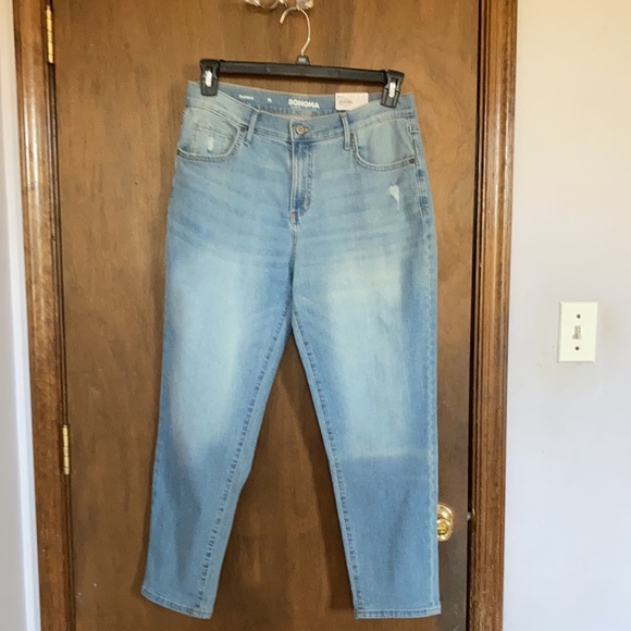 Sonoma Boyfriend jean high rise straight leg distressed size 10 - Picture 6 of 16